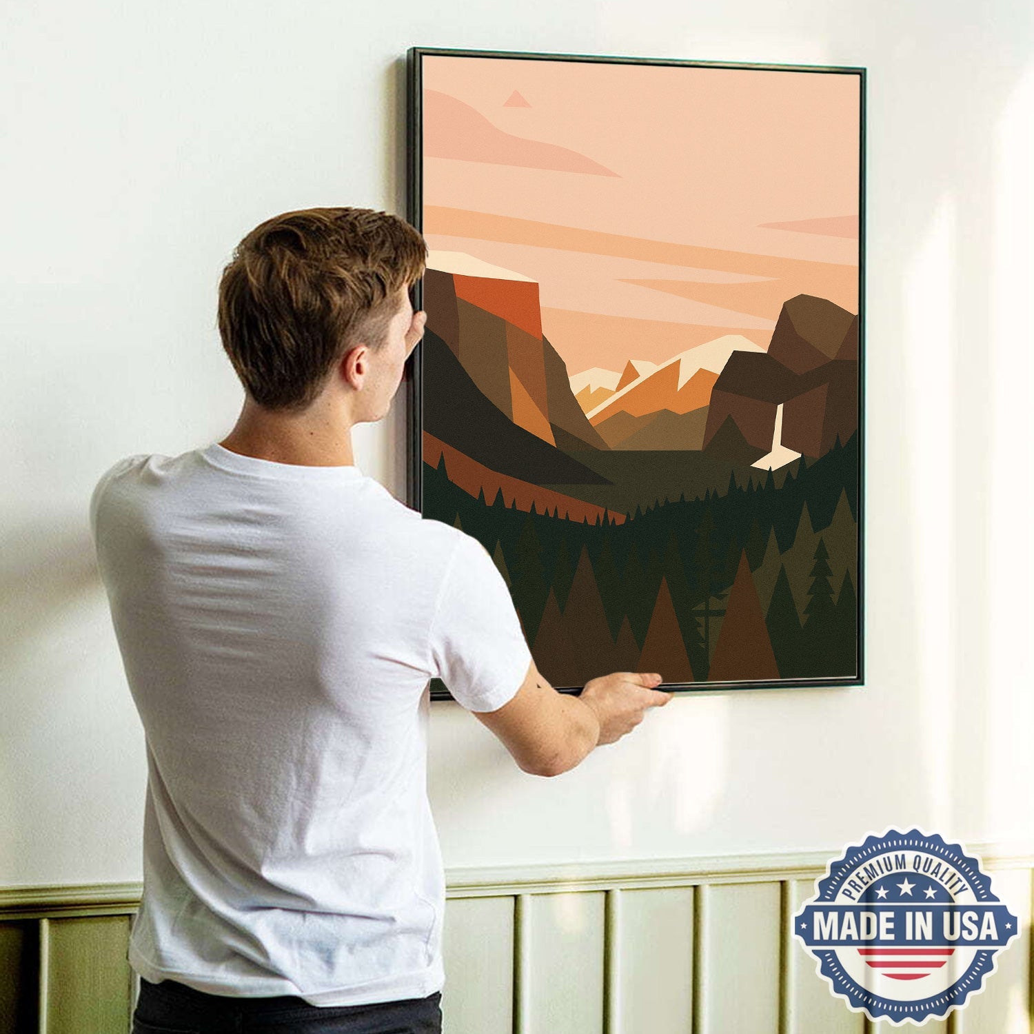 Minimal Mountain Landscape Canvas Wall Art – Modern Nature Poster, Gift for Campers