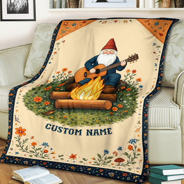 Personalized Campfire Fleece Blanket – Custom Name Christmas Camping Gift for Music Lovers & Family