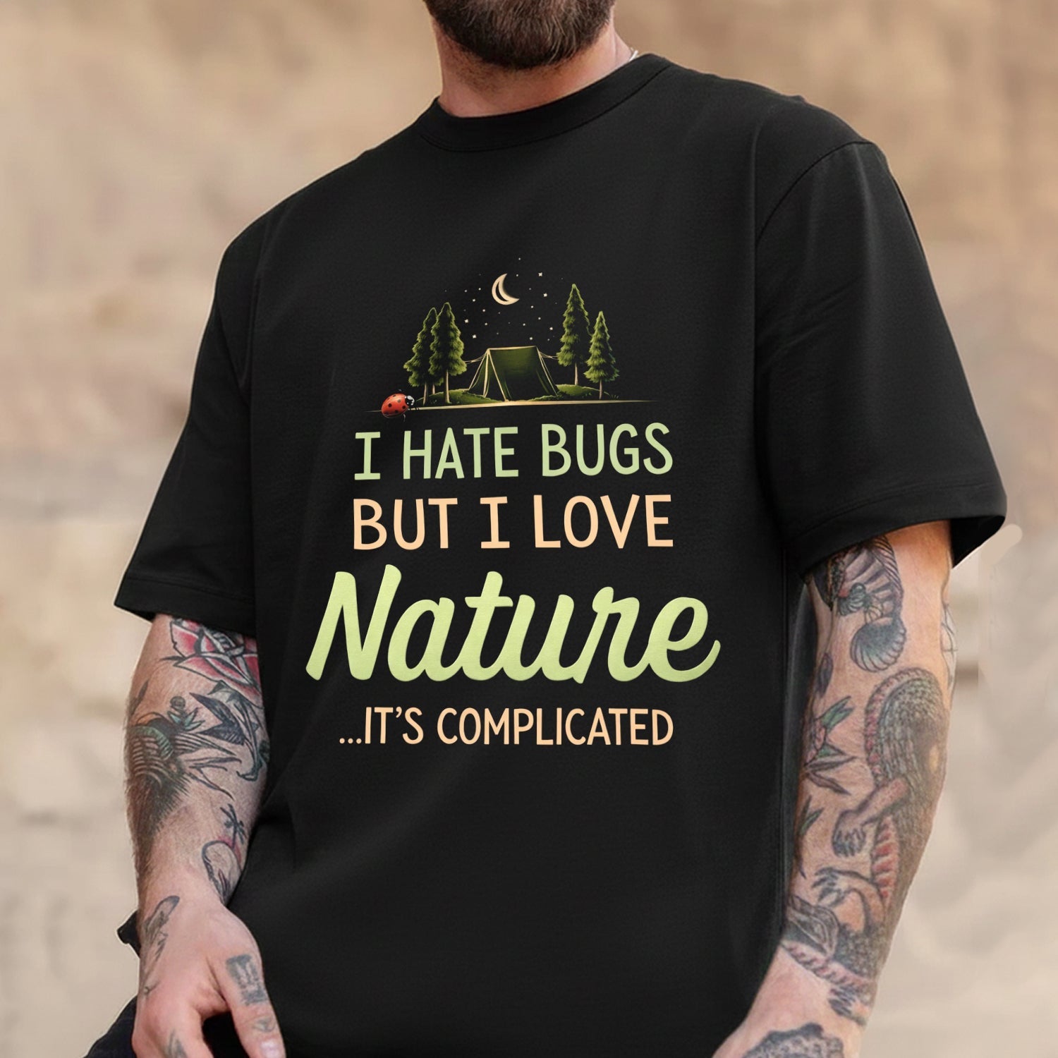 I Hate Bugs But I Love Nature Camping Graphic T-Shirt