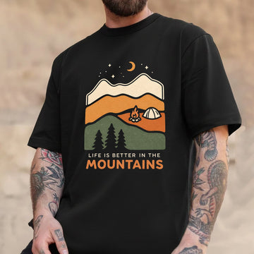 Life Is Better In The Mountains T-Shirt – Camping Mountain Graphic Tee for Outdoor Lovers