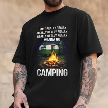 Camping Quote T-Shirt – Funny Camping Lover Graphic Tee, Vintage Camper & Campfire Design Shirt, Outdoor Adventure Lifestyle Apparel
