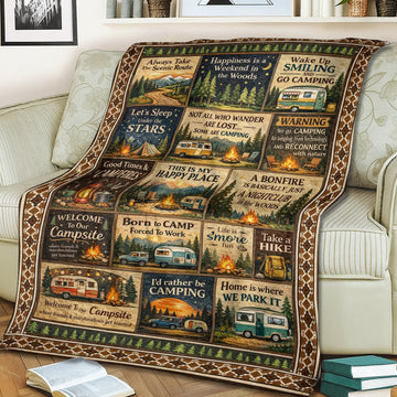 Personalized Camping Born To Camp Fleece Blanket – Cozy Camper Throw, Perfect Gift for Camp Lovers