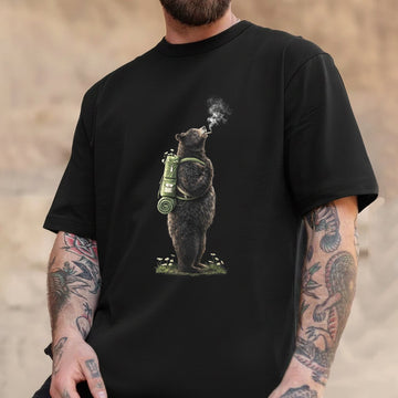 Minimalist Hiking Bear T-Shirt – Funny Backpack Bear Graphic Shirt for Campers, Hikers & Outdoor Adventure Lovers