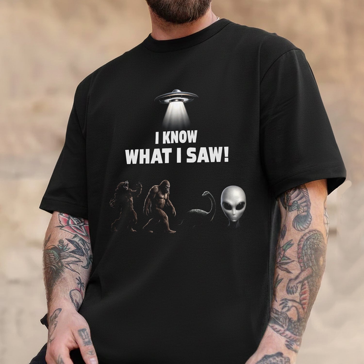 I Know What I Saw T-Shirt – Funny UFO Alien Bigfoot Graphic Tee, Paranormal Conspiracy Humor Shirt for Sci-Fi Fans