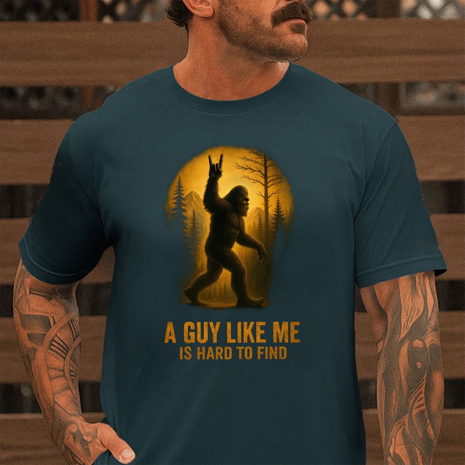 A Guy Like Me Is Hard to Find Bigfoot T-Shirt – Funny Sasquatch Forest Graphic Tee, Vintage Wilderness Humor Apparel
