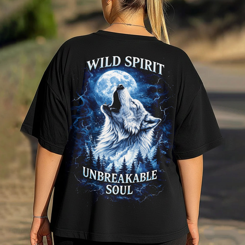 Wild Spirit Unbreakable Soul Wolf Moon Graphic T-Shirt