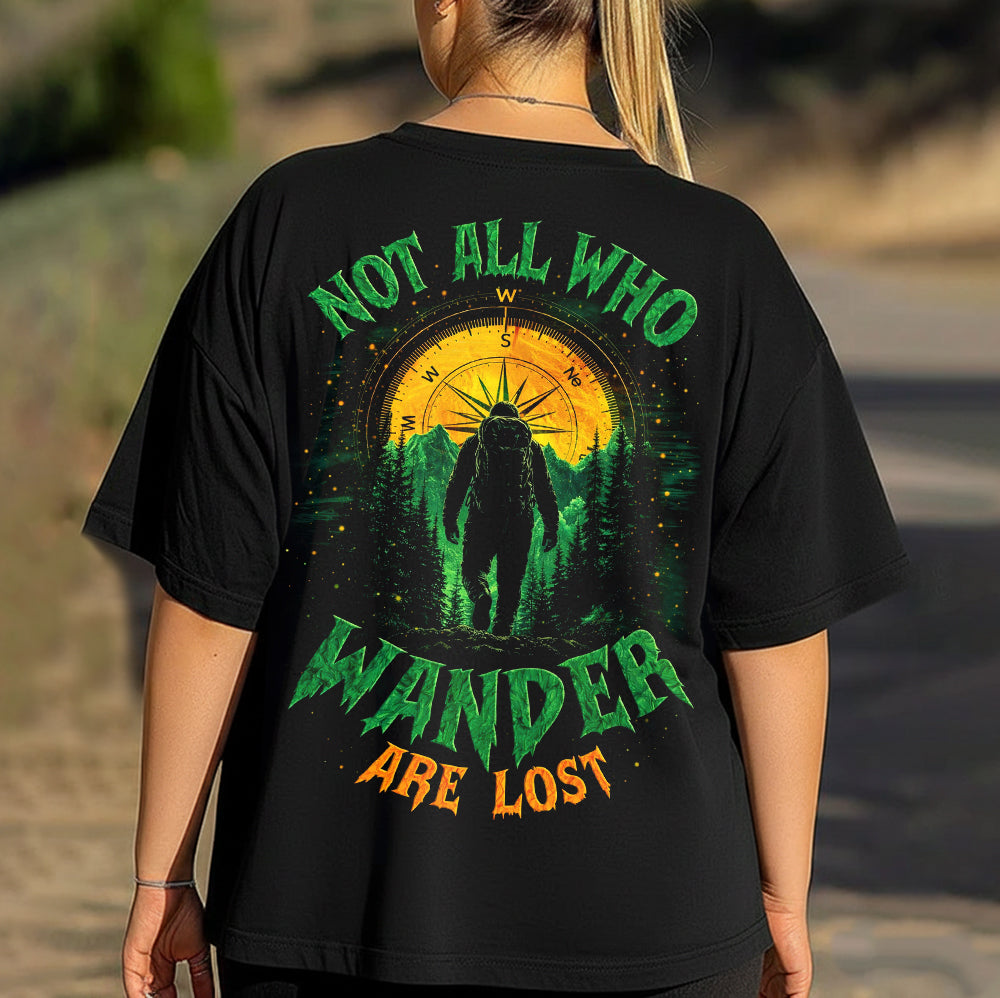 Not All Who Wander Are Lost T-Shirt – Forest Hiker & Compass Graphic Shirt for Adventure Lovers, Camping, Hiking & Outdoor Life Fans