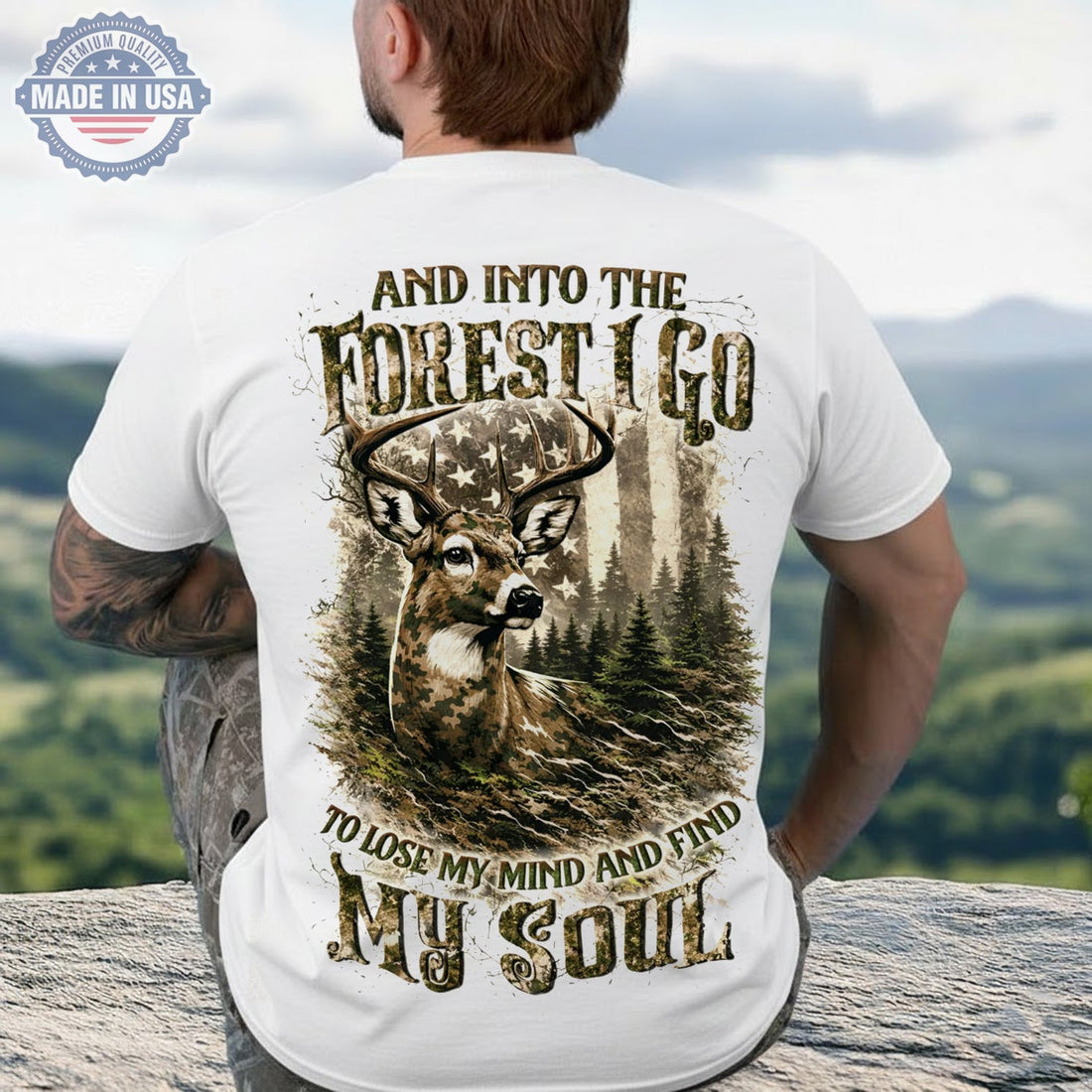 Into the Forest I Go T-Shirt – Vintage Deer Wilderness Graphic Shirt for Nature Lovers, Hiking, Camping & Outdoor Soul Seekers