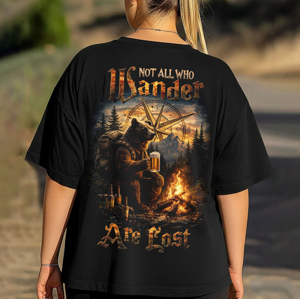 Not All Who Wander Are Lost T-Shirt – Vintage Bear Camping Graphic Shirt for Hikers, Outdoor Adventure & Wilderness Lovers