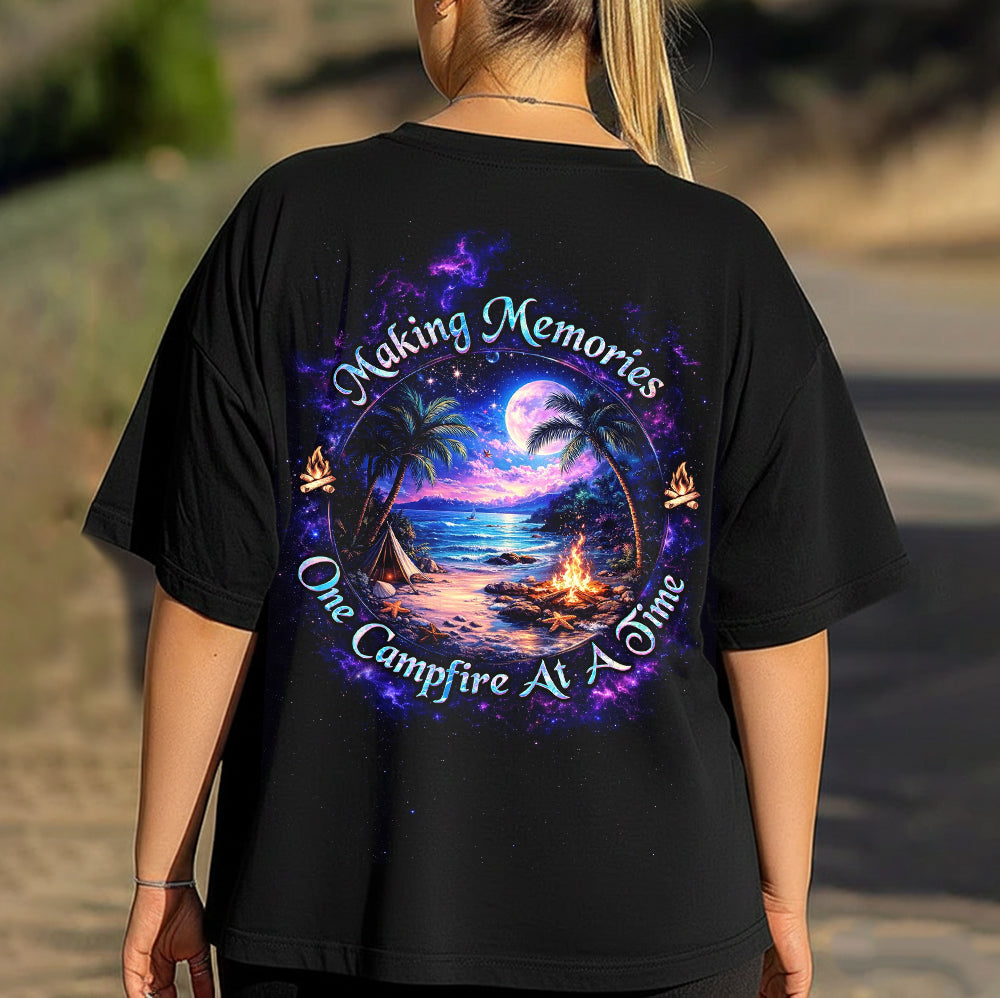 Making Memories One Campfire at a Time T-Shirt – Tropical Beach Camping Graphic Shirt for Campers, RV Life & Summer Adventure Lovers
