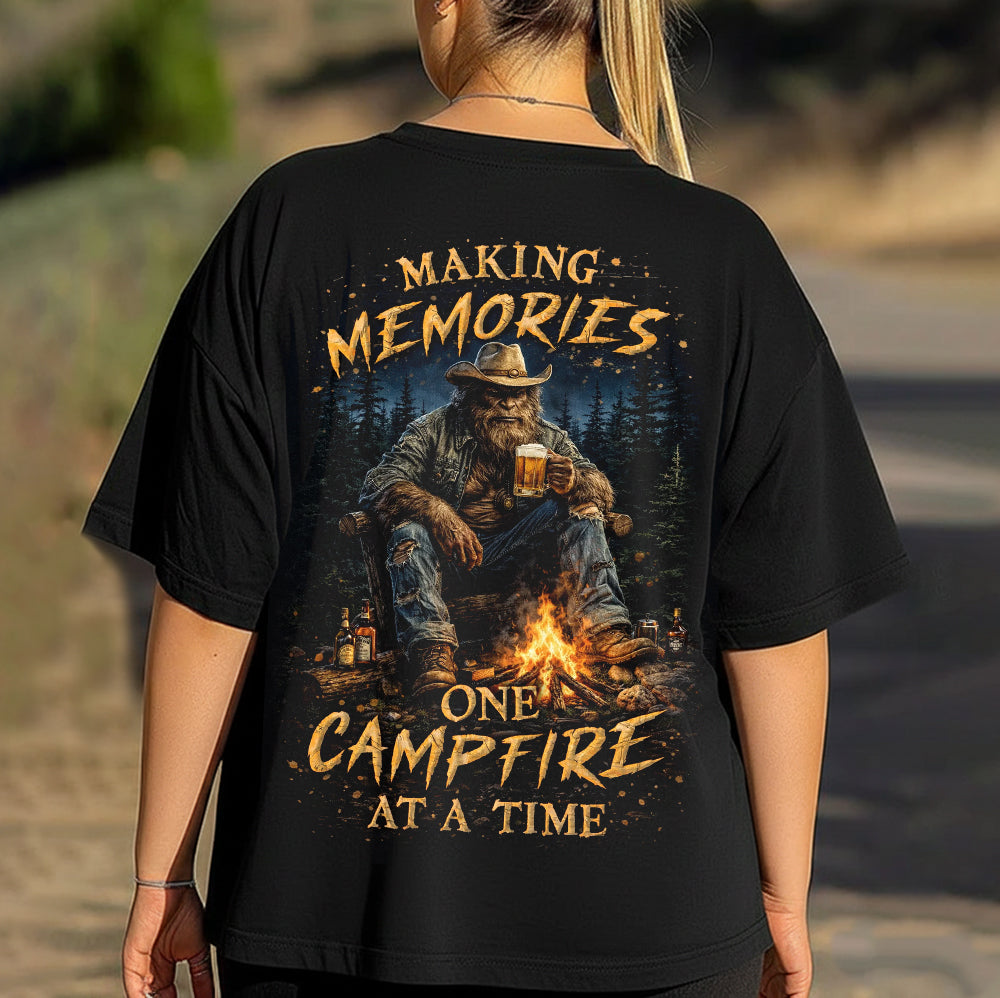 Bigfoot Campfire Memories T-Shirt – Sasquatch Wilderness Night Graphic Tee, Rustic Forest Adventure Design Shirt, Outdoor Camping Lifestyle Apparel
