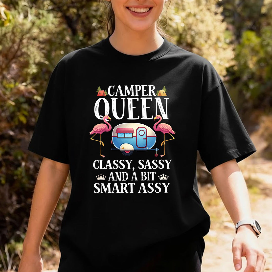 Camper Queen Funny Camping Shirt – Classy Sassy Smart Assy Tee for RV Trips, Camping Lovers & Camp Queens