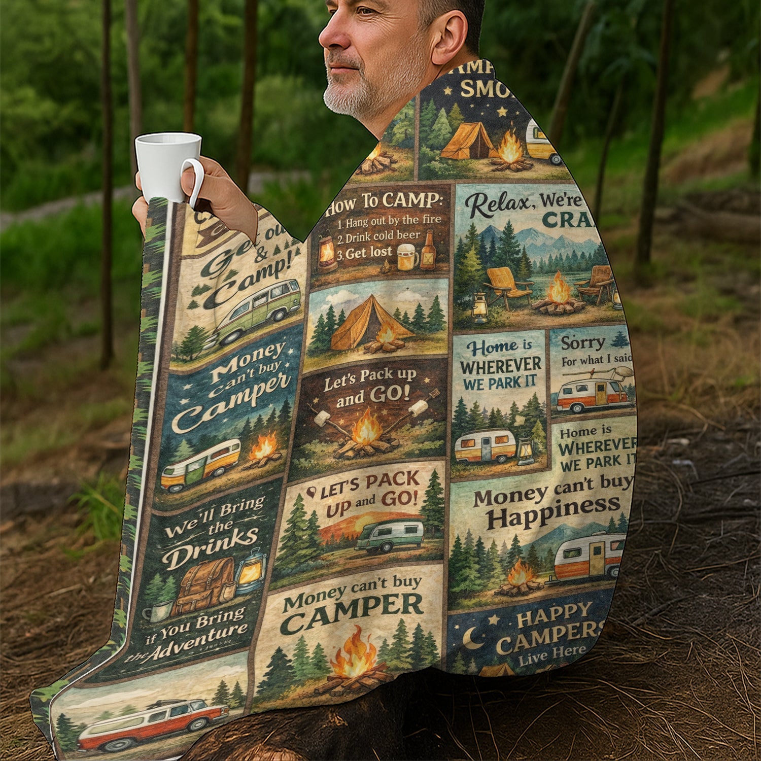 Personalized Camping Quote Fleece Blanket – Cozy Camper Throw, Perfect Gift for Camp Lovers