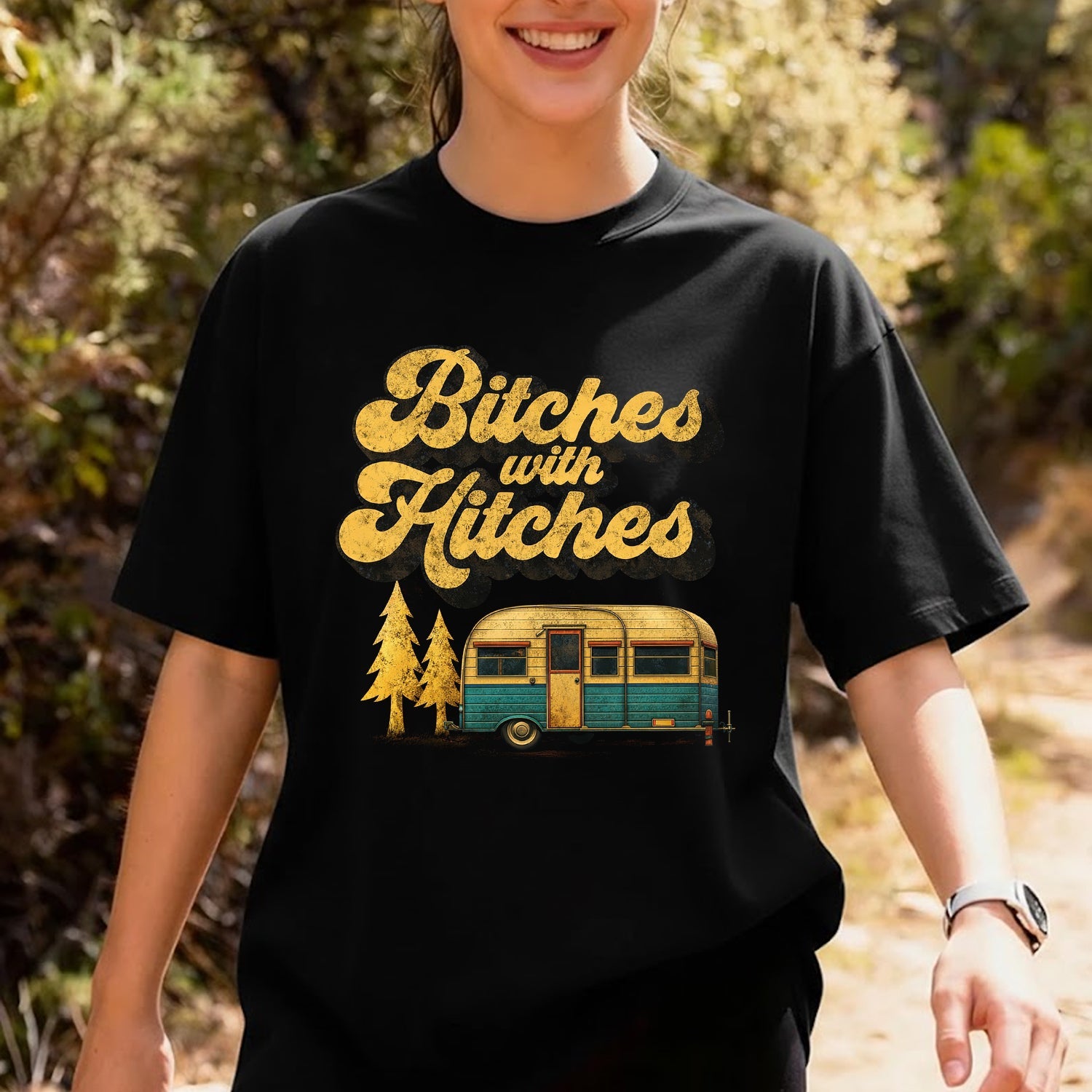 Bitches With Hitches T-Shirt – Funny Camping RV T-Shirt, Camper Trailer Lover Gift