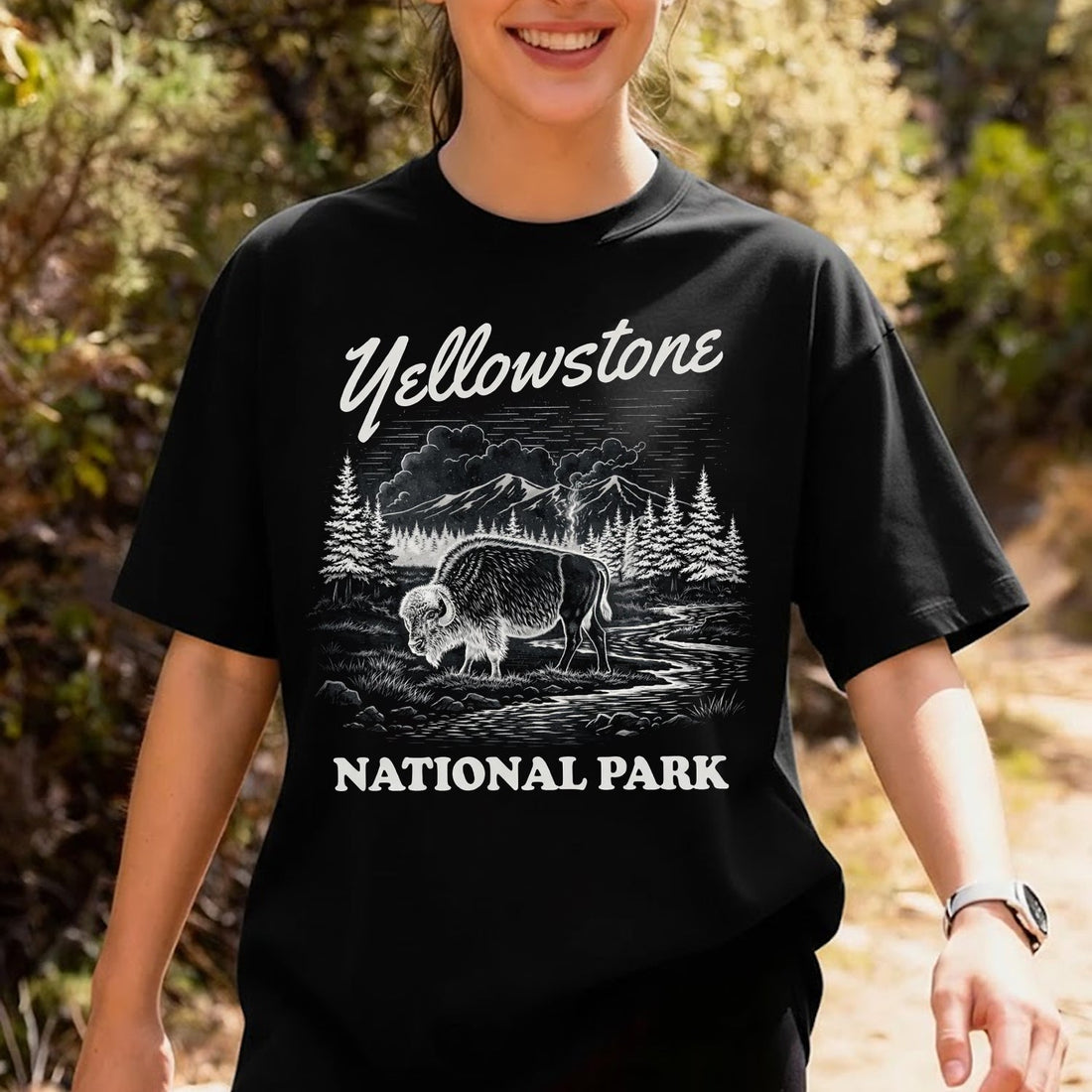 Yellowstone National Park T-Shirt – Vintage Bison Wildlife Graphic Tee, Retro Outdoor Nature Shirt