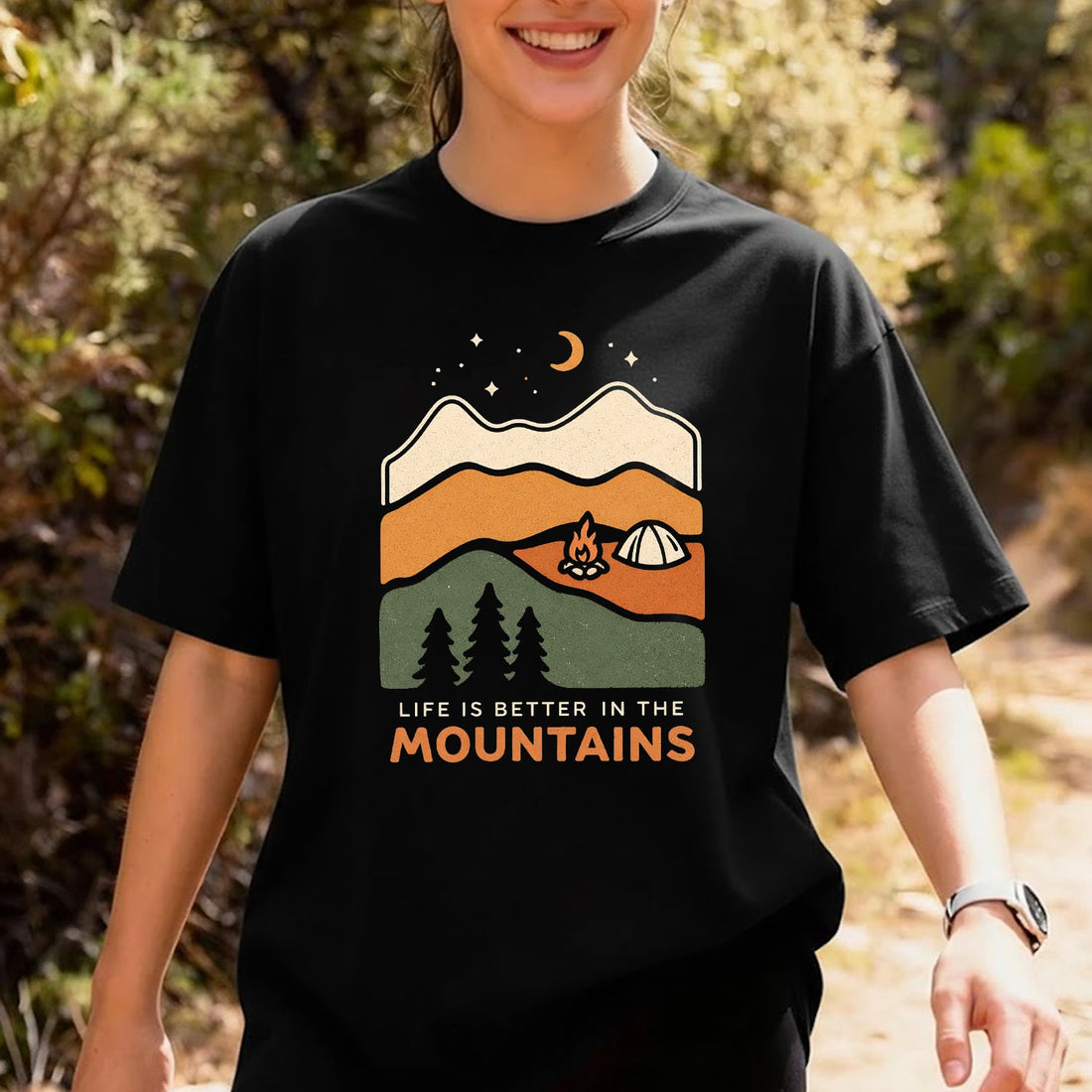 Life Is Better In The Mountains T-Shirt – Camping Mountain Graphic Tee for Outdoor Lovers