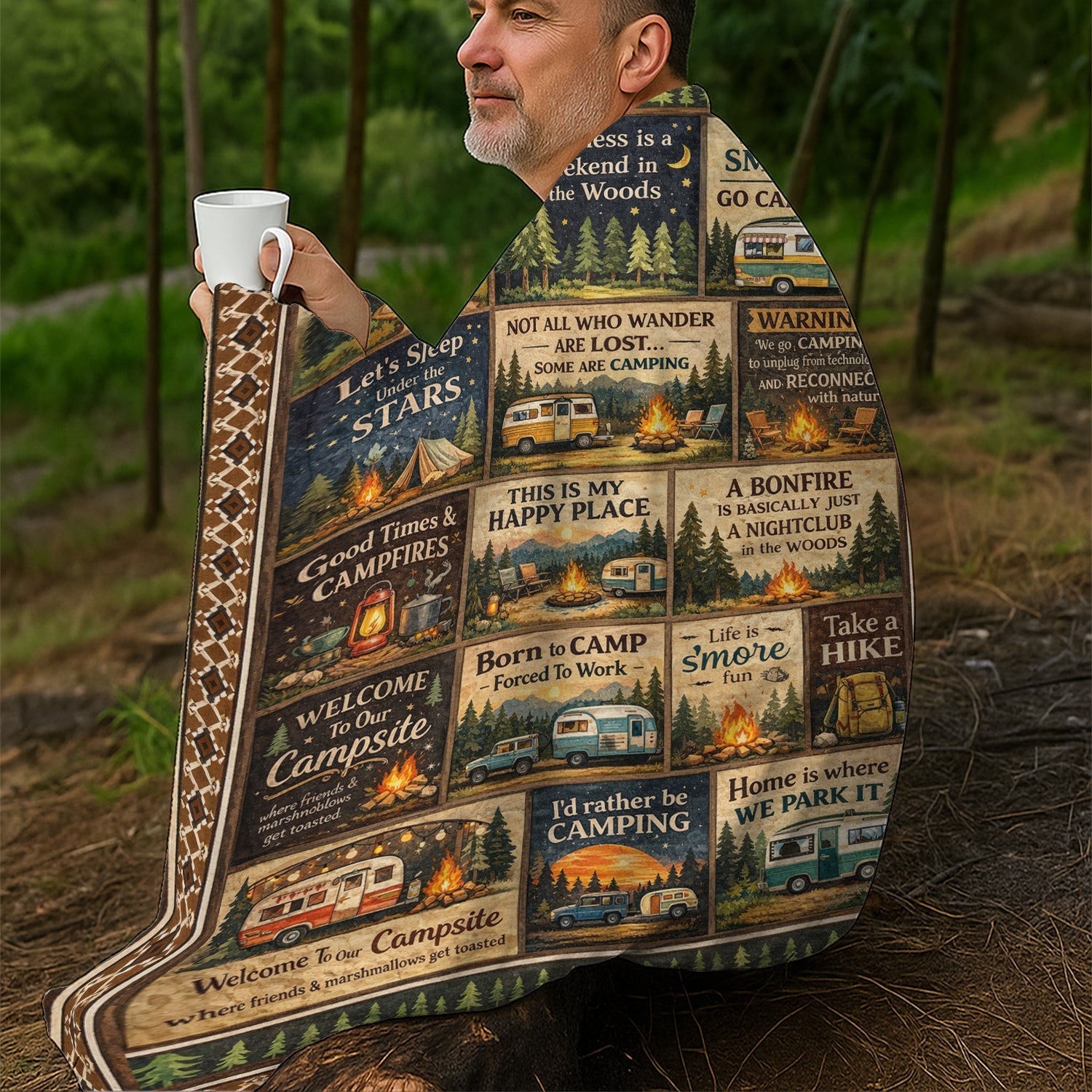 Personalized Camping Born To Camp Fleece Blanket – Cozy Camper Throw, Perfect Gift for Camp Lovers