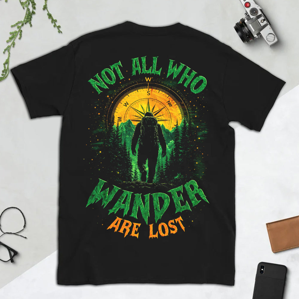 Not All Who Wander Are Lost T-Shirt – Forest Hiker & Compass Graphic Shirt for Adventure Lovers, Camping, Hiking & Outdoor Life Fans