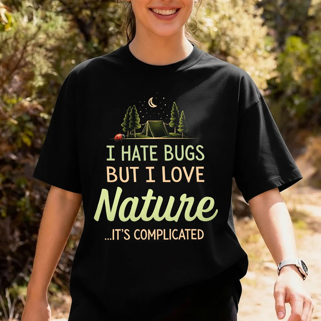 I Hate Bugs But I Love Nature Camping Graphic T-Shirt