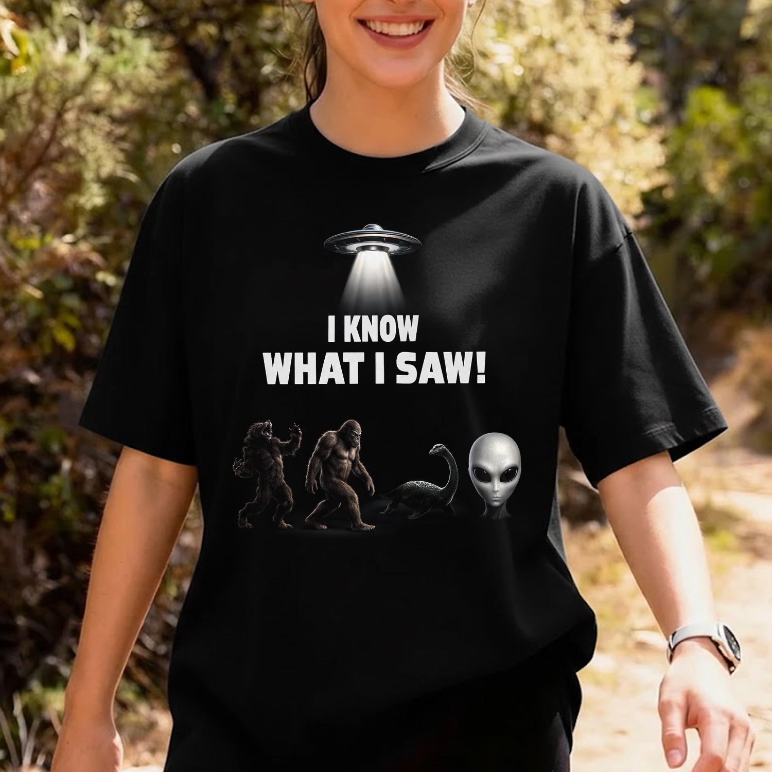 I Know What I Saw T-Shirt – Funny UFO Alien Bigfoot Graphic Tee, Paranormal Conspiracy Humor Shirt for Sci-Fi Fans