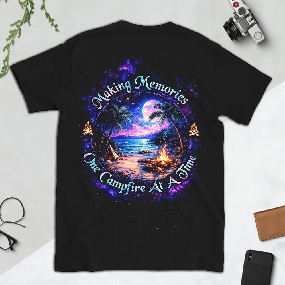 Making Memories One Campfire at a Time T-Shirt – Tropical Beach Camping Graphic Shirt for Campers, RV Life & Summer Adventure Lovers