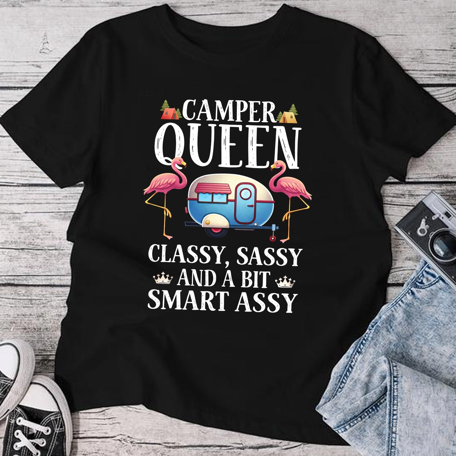 Camper Queen Funny Camping Shirt – Classy Sassy Smart Assy Tee for RV Trips, Camping Lovers & Camp Queens
