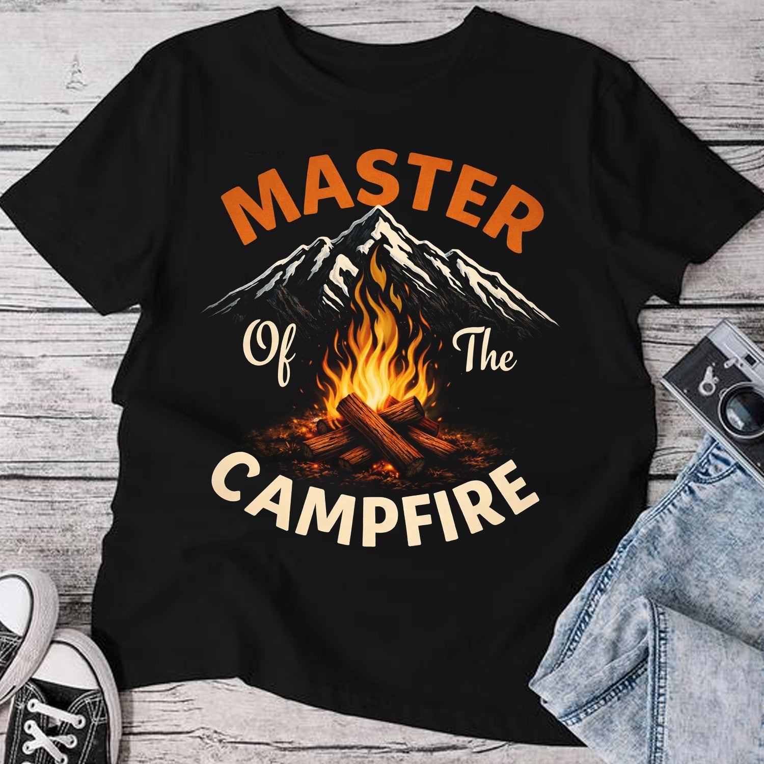 Master of the Campfire T-Shirt – Funny Camping Campfire Mountain Outdoor Graphic Tee