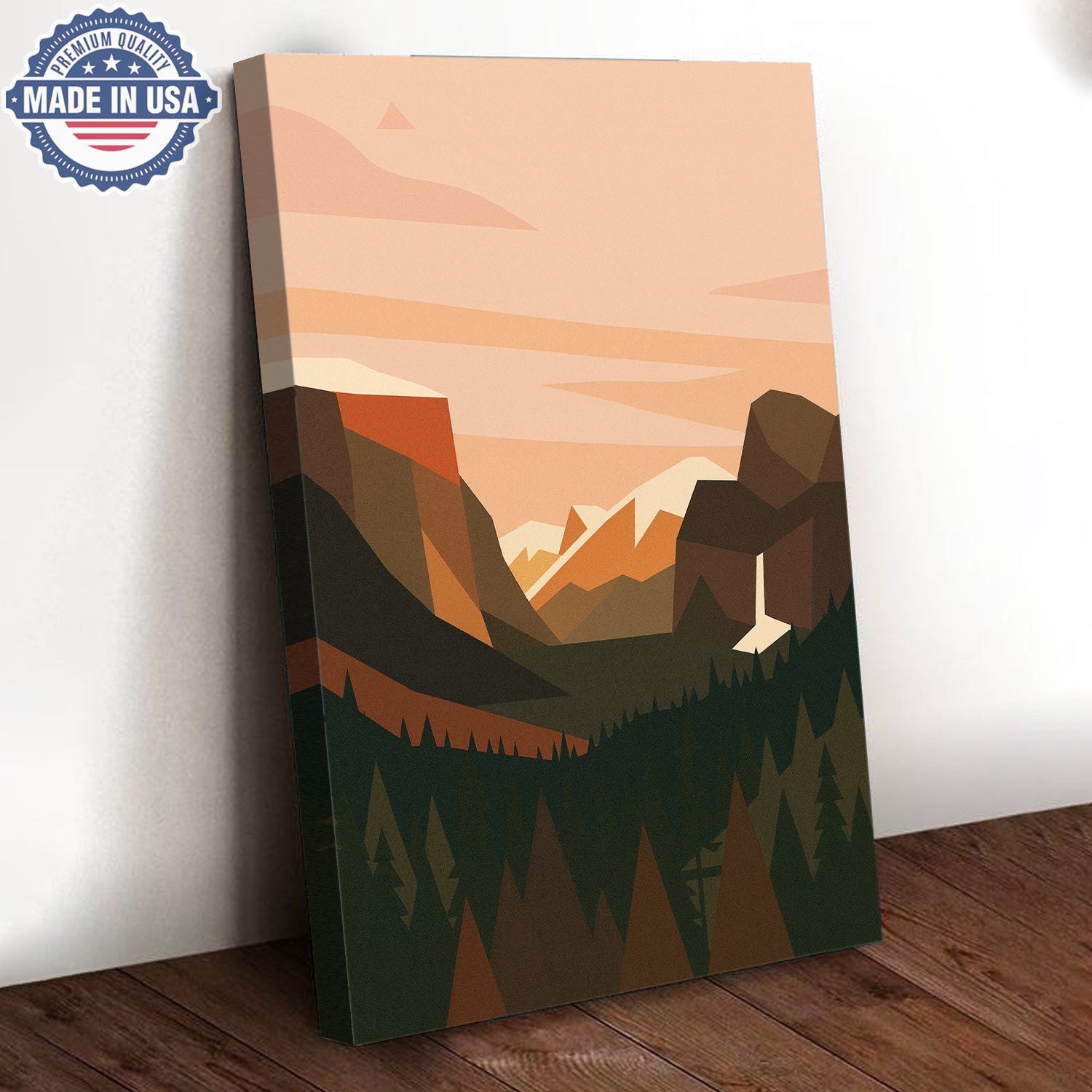 Minimal Mountain Landscape Canvas Wall Art – Modern Nature Poster, Gift for Campers