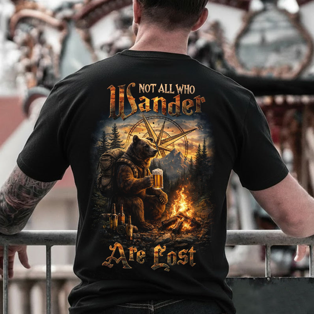 Not All Who Wander Are Lost T-Shirt – Vintage Bear Camping Graphic Shirt for Hikers, Outdoor Adventure & Wilderness Lovers