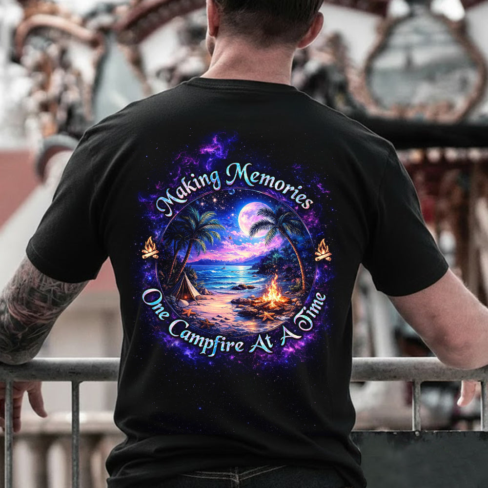 Making Memories One Campfire at a Time T-Shirt – Tropical Beach Camping Graphic Shirt for Campers, RV Life & Summer Adventure Lovers