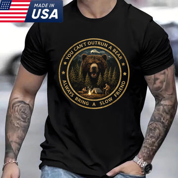 You Can’t Outrun a Bear T-Shirt – Funny Camping Bear Graphic Tee for Outdoor Adventure, Hiking & Survival Humor Shirt