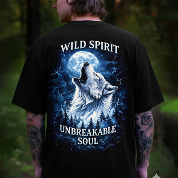 Wild Spirit Unbreakable Soul Wolf Moon Graphic T-Shirt