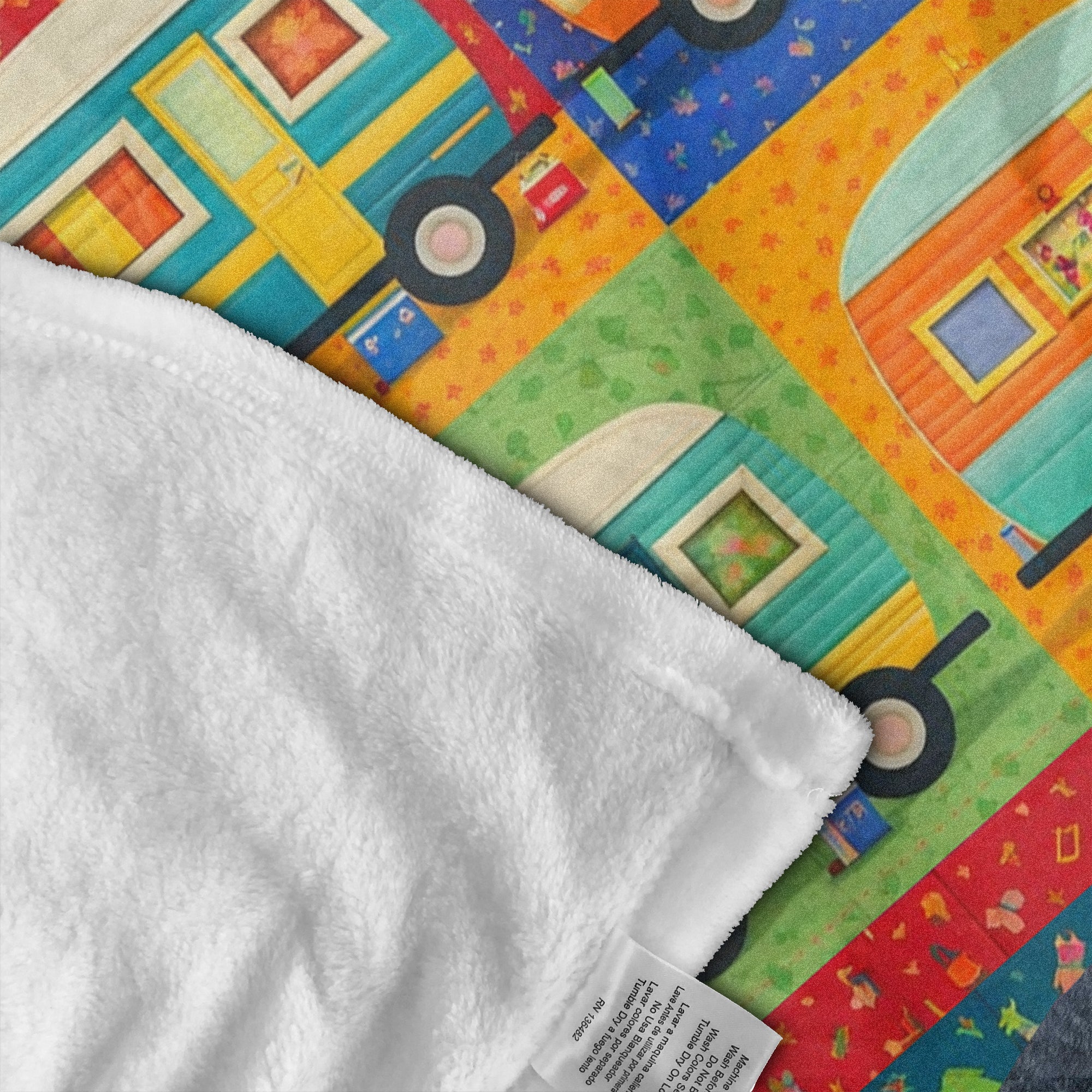 Personalized Camper Patchwork Blanket – Custom Name Camping Quilt, Cozy RV Gift