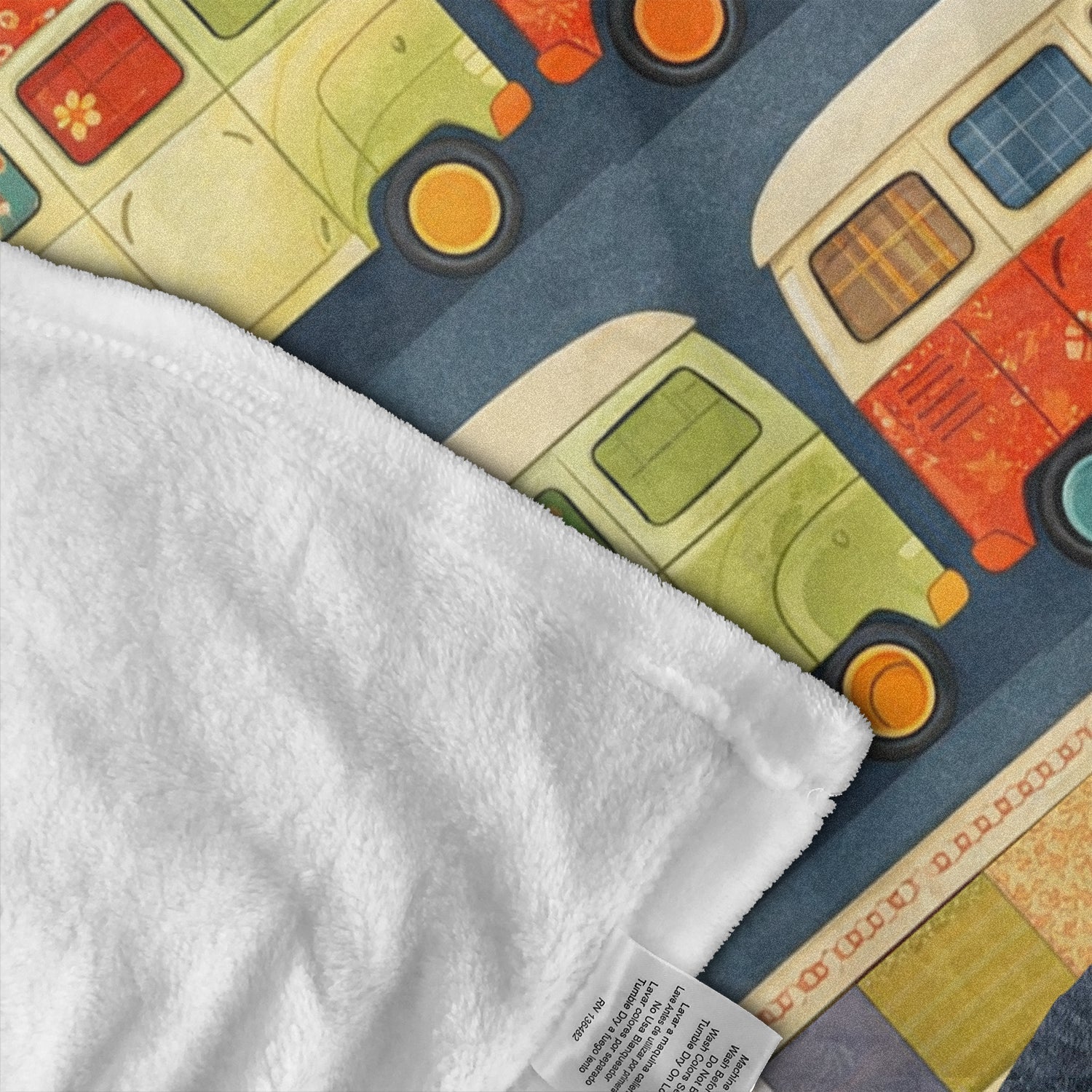 Personalized Vintage Camper Blanket – Custom Name Retro Van Life Patchwork Quilt Throw