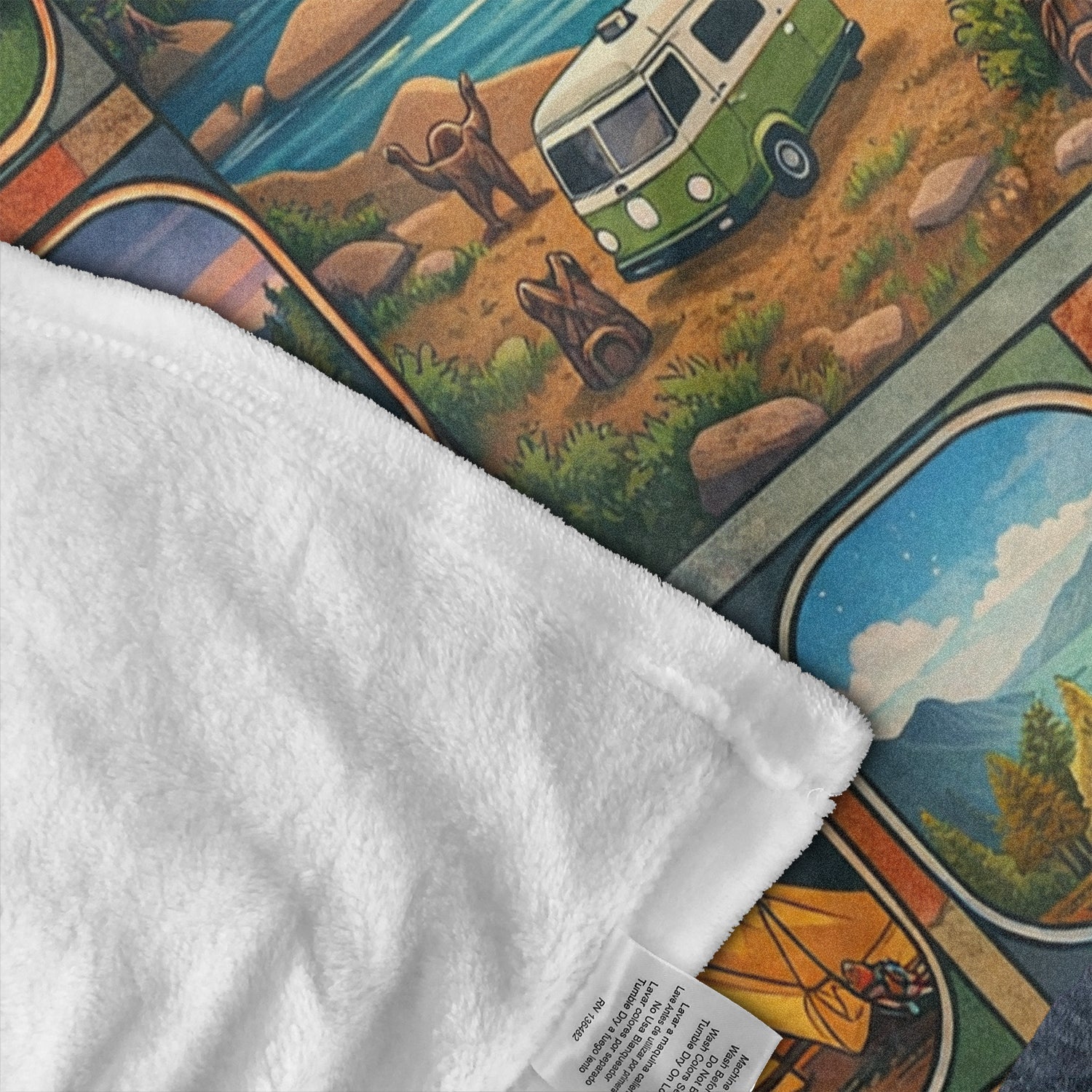 Personalized Mountain Camping Blanket – Custom Name National Park River Van Life Quilt Throw
