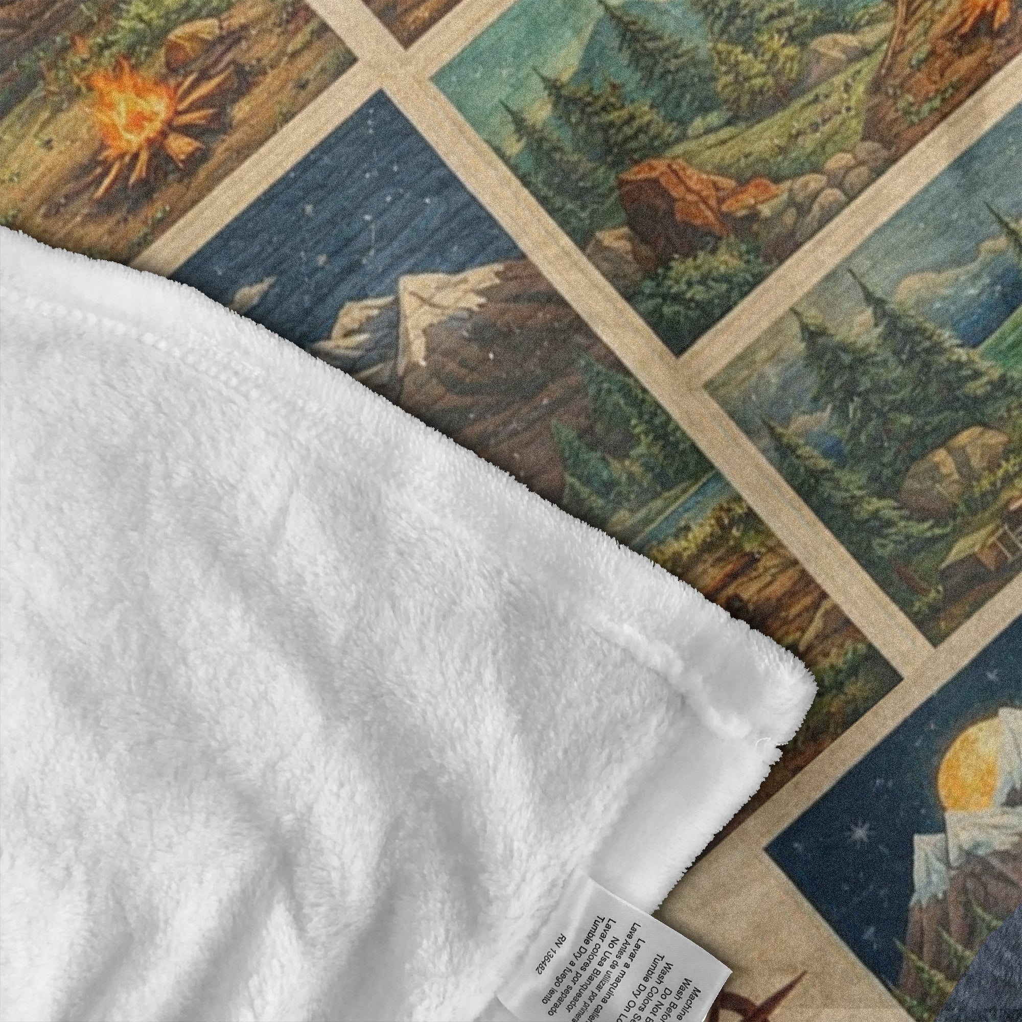 Personalized Camper Patchwork Fleece Blanket – Custom Name Camping Quilt, Cozy RV & Outdoor Gift