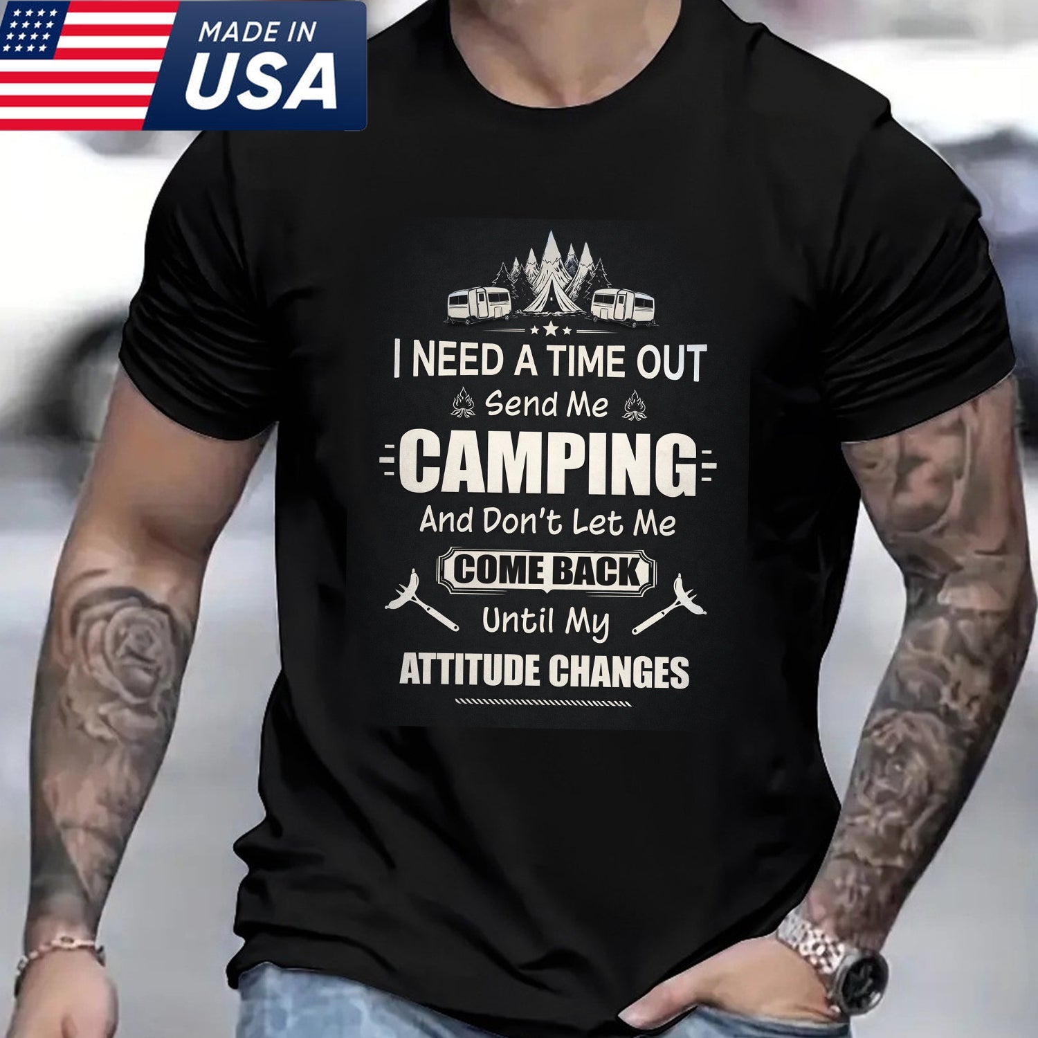I Need a Time Out Camping T-Shirt – Funny Outdoor Quote Shirt for Campers, RV Life, Hiking Lovers & Nature Escape Fans