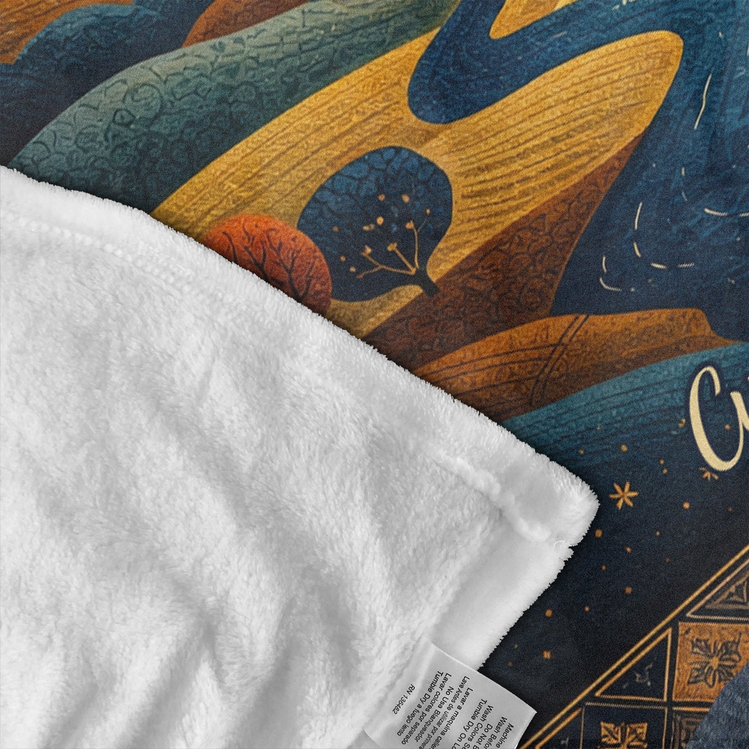 Personalized Moonlit Landscape Blanket – Custom Name Night Sky Hills & River Art Quilt Throw