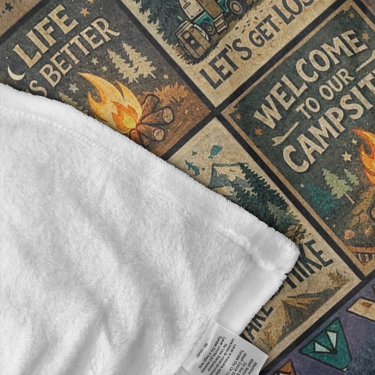 Funny Camping Fleece Blanket – Welcome To Our Campsite Campfire Beer Throw Gift