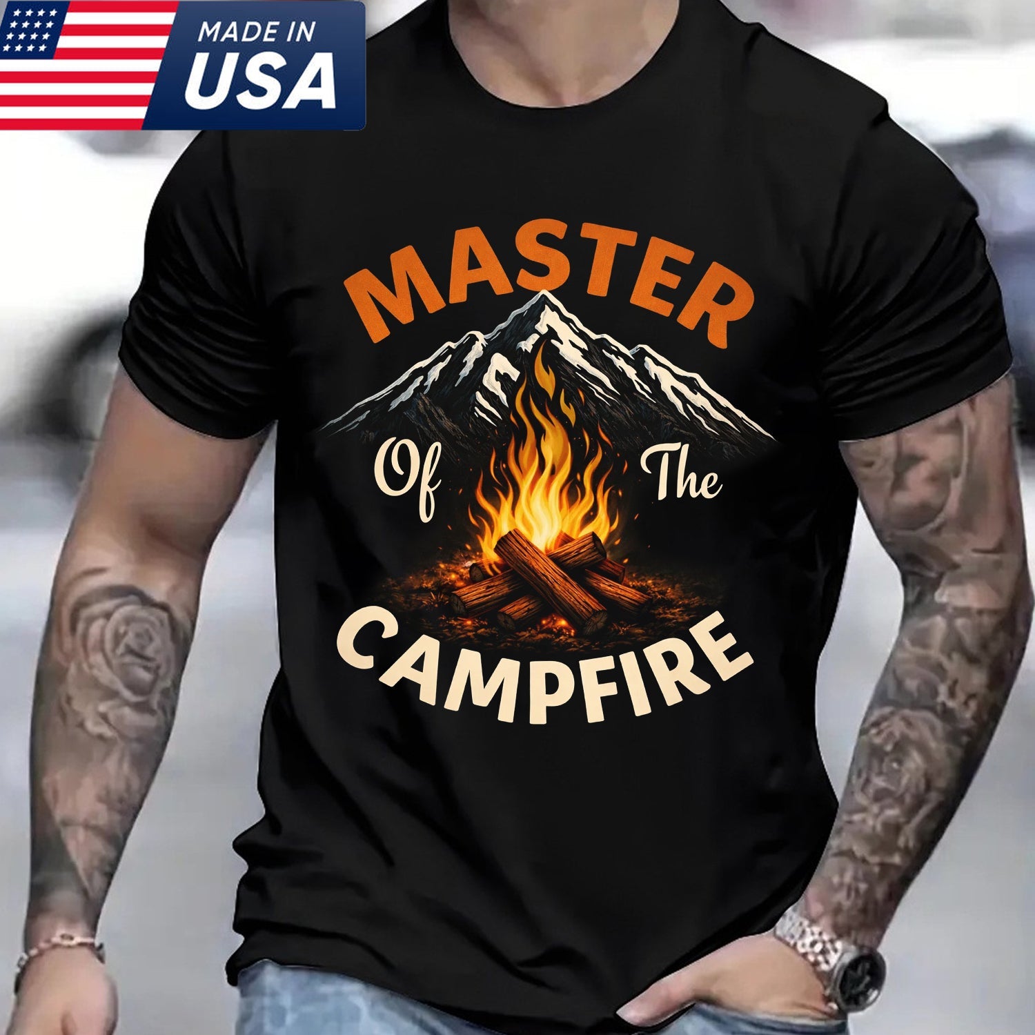 Master of the Campfire T-Shirt – Funny Camping Campfire Mountain Outdoor Graphic Tee