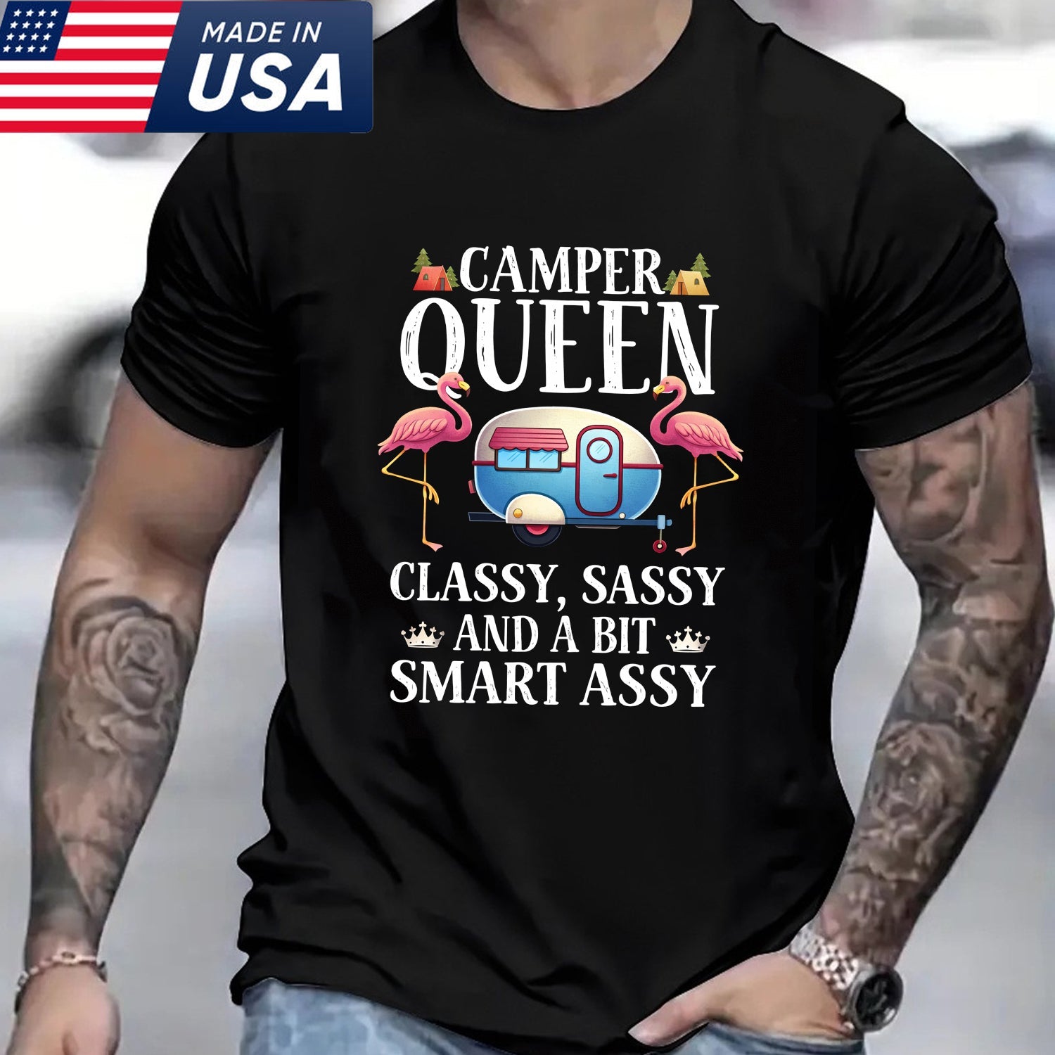 Camper Queen Funny Camping Shirt – Classy Sassy Smart Assy Tee for RV Trips, Camping Lovers & Camp Queens