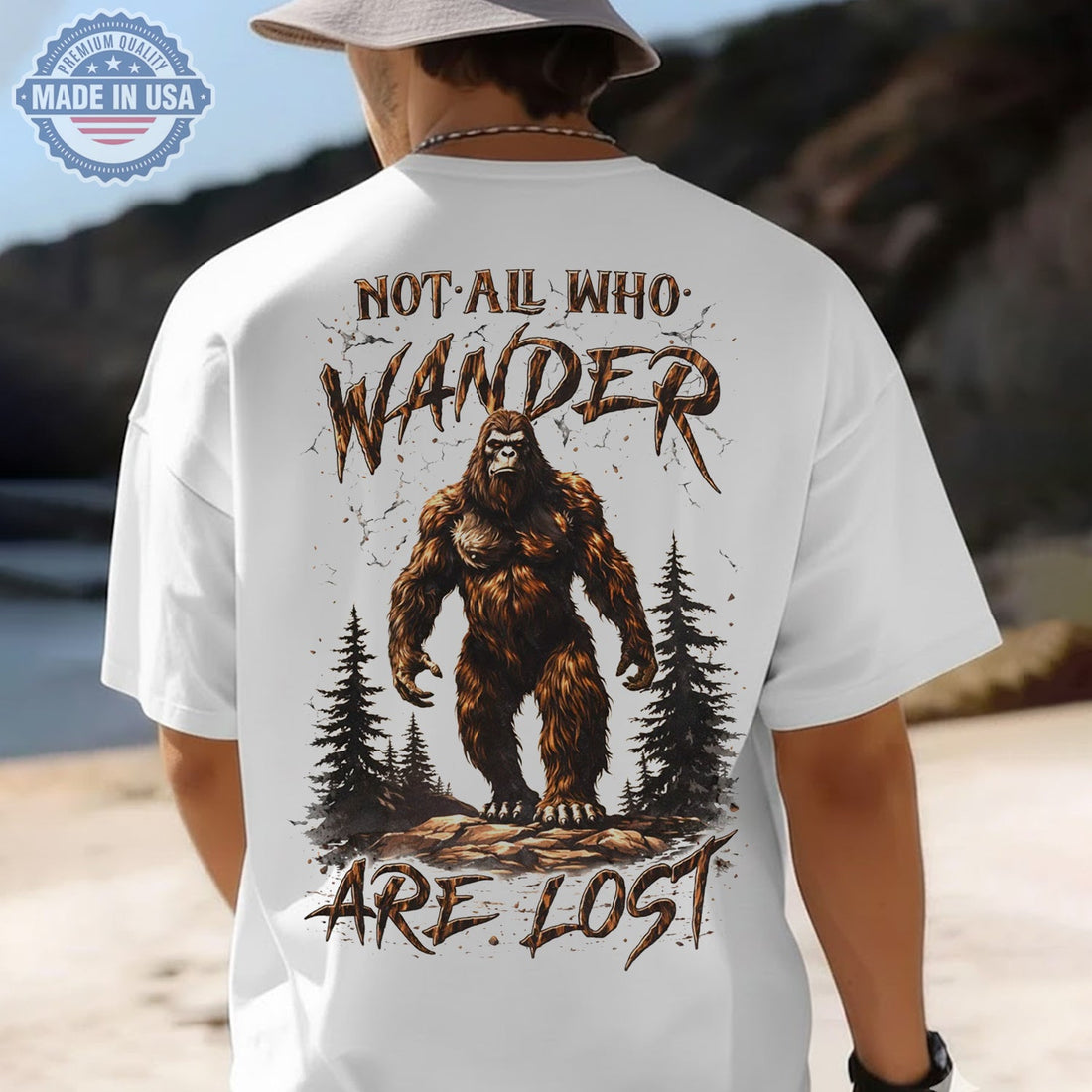 Not All Who Wander Are Lost Bigfoot T-Shirt – Sasquatch Hiking Camping Shirt for Outdoor Lovers