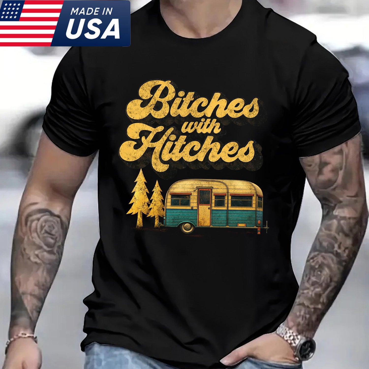 Bitches With Hitches T-Shirt – Funny Camping RV T-Shirt, Camper Trailer Lover Gift