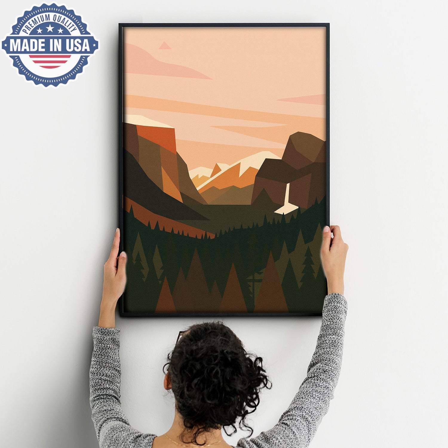 Minimal Mountain Landscape Canvas Wall Art – Modern Nature Poster, Gift for Campers