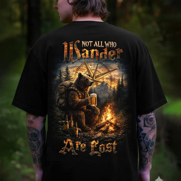 Not All Who Wander Are Lost T-Shirt – Vintage Bear Camping Graphic Shirt for Hikers, Outdoor Adventure & Wilderness Lovers