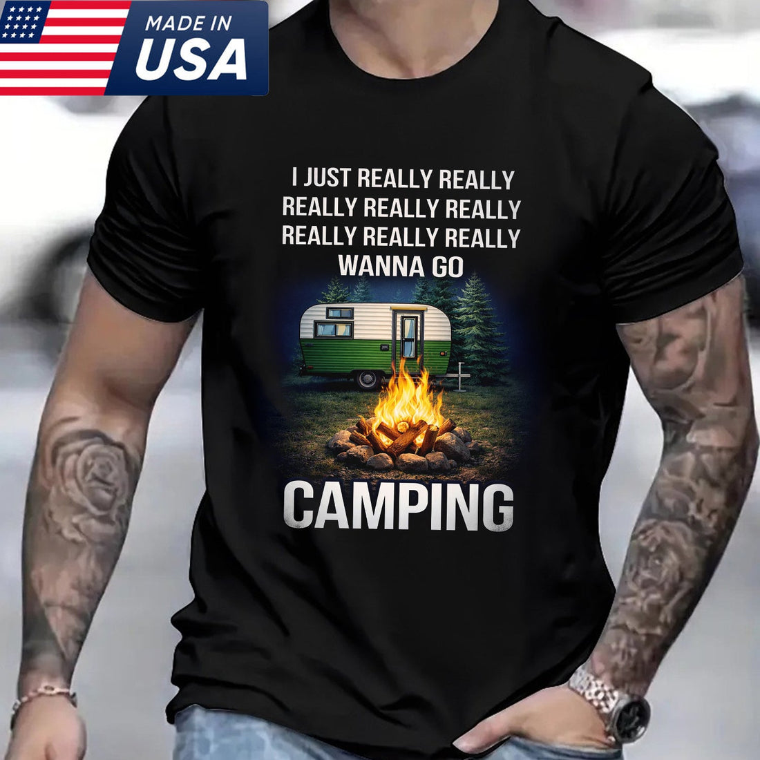 Camping Quote T-Shirt – Funny Camping Lover Graphic Tee, Vintage Camper & Campfire Design Shirt, Outdoor Adventure Lifestyle Apparel