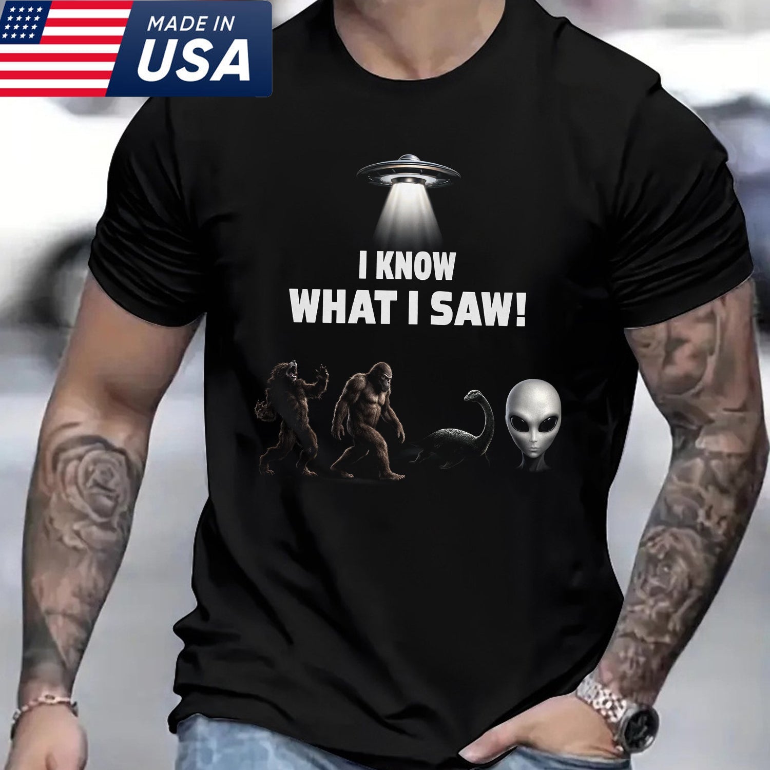 I Know What I Saw T-Shirt – Funny UFO Alien Bigfoot Graphic Tee, Paranormal Conspiracy Humor Shirt for Sci-Fi Fans