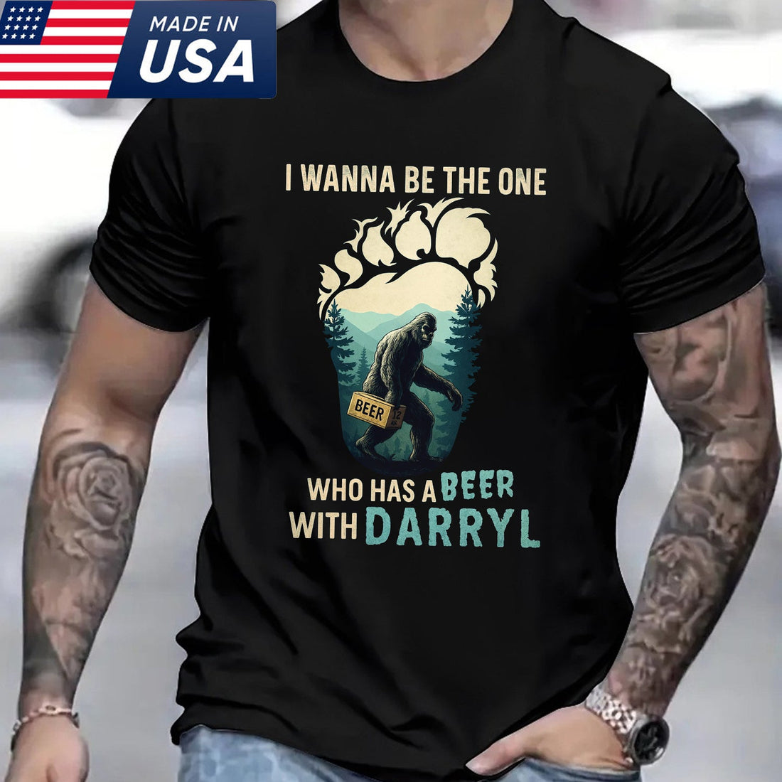 Funny Bigfoot Quote T-Shirt – Sasquatch Graphic Tee, Vintage Forest Illustration Shirt, Humorous Outdoor & Man Cave Style Apparel