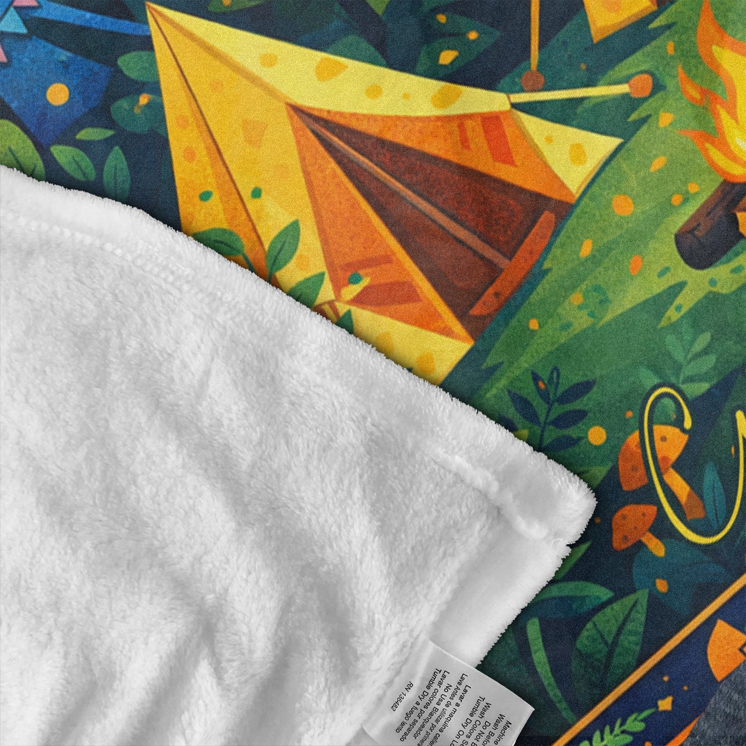 Personalized Night Camping Fleece Blanket – Custom Moon & Tent Throw, Cozy Outdoor Gift for Camping Lovers