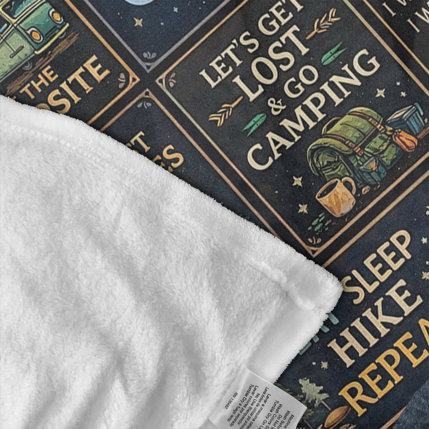 I’d Rather Be Camping Blanket – Vintage Camping Quotes Throw, Cozy Gift for Outdoor Lovers